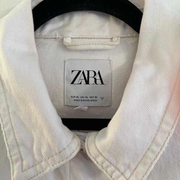 Zara White Denim Cropped Jacket Size XL - Picture 2 of 5